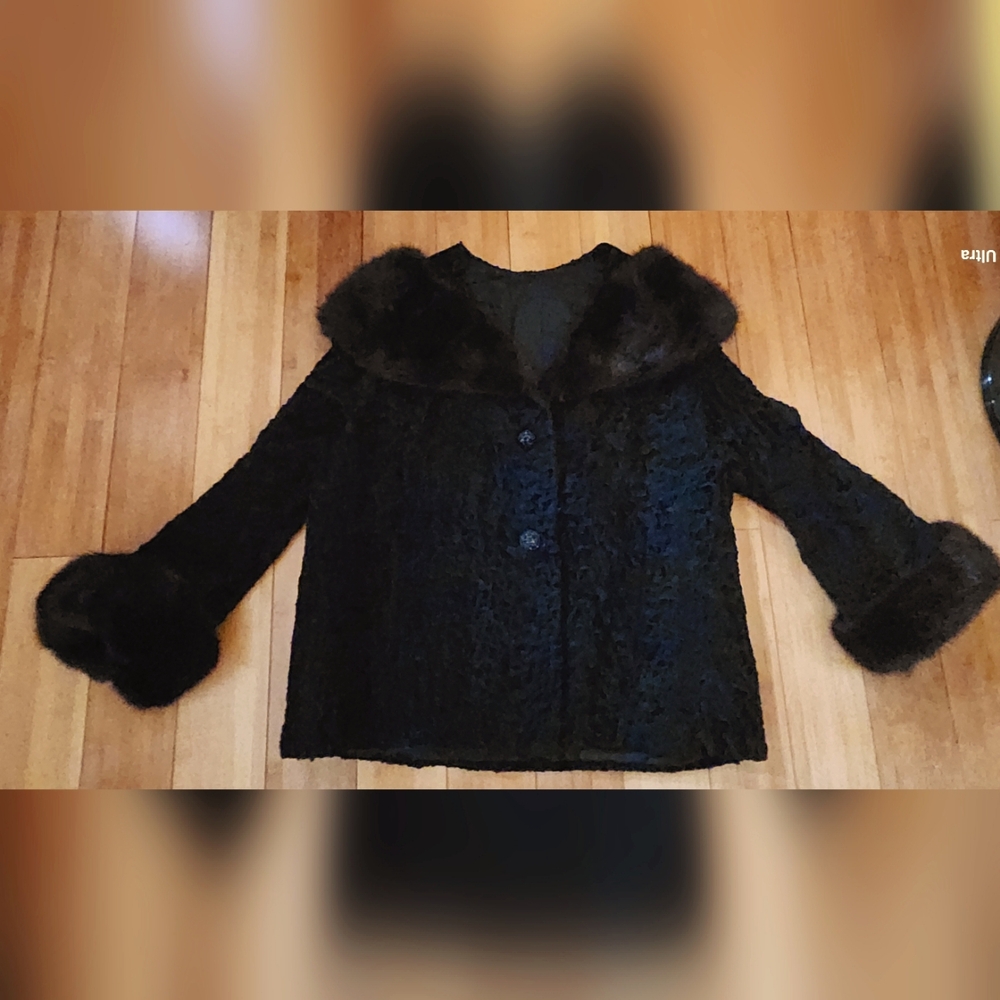 Vintage Lambswool Coat with Mink collar and cuffs
